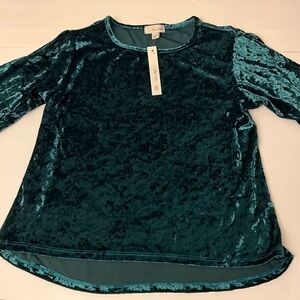 The Outfit Crushed Velveteen Top With Slit Sleeves Small Christmas Top